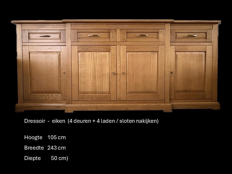 Eiken Kasten -Dressoir -Computer- smalle kast, Ophalen, Gebruikt, Met lade(s), Eikenhout