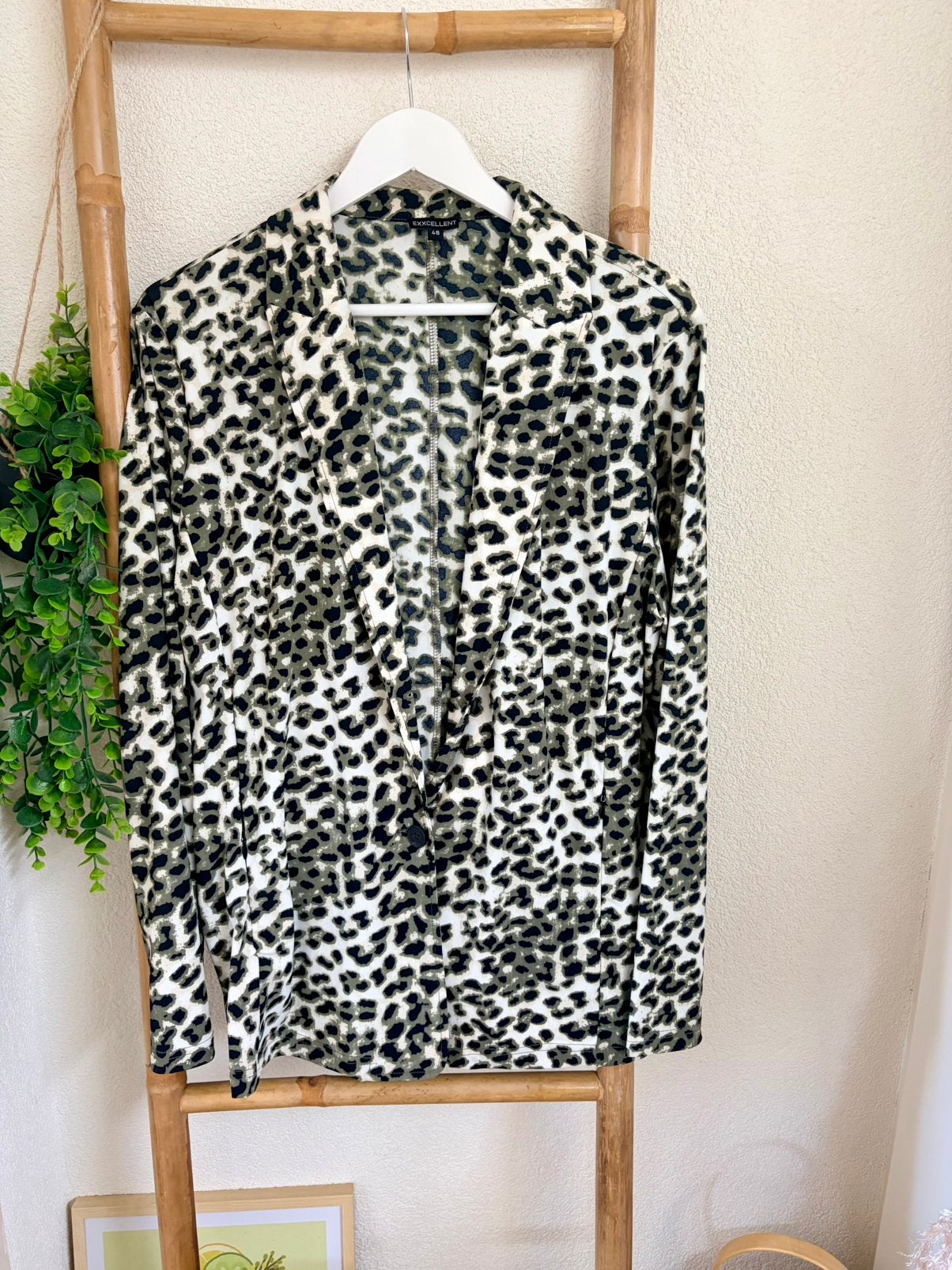 Exxcellent travelstof blazer maat 48, Kleding | Dames, Ophalen of Verzenden, Zo goed als nieuw, Maat 46/48 (XL) of groter, Groen