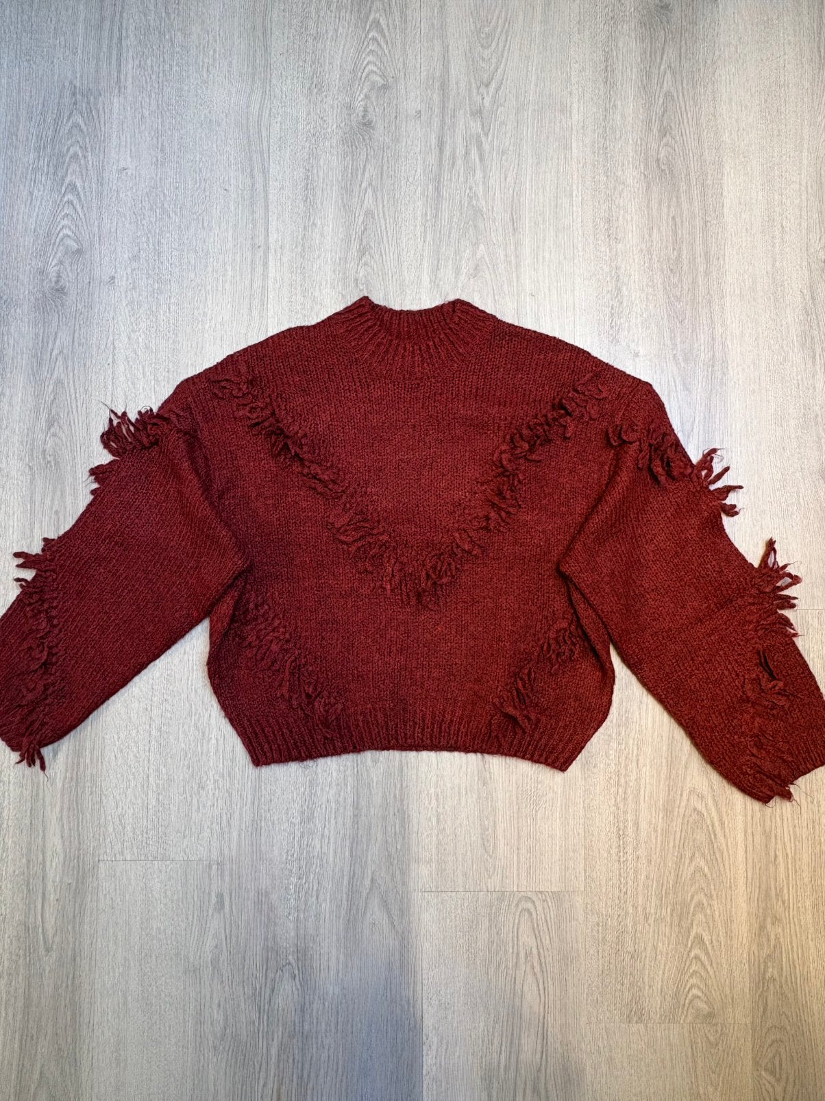 Trui Donkerrood Franjes Wibra, Kleding | Dames, Ophalen of Verzenden, Gedragen, Maat 38/40 (M), Rood