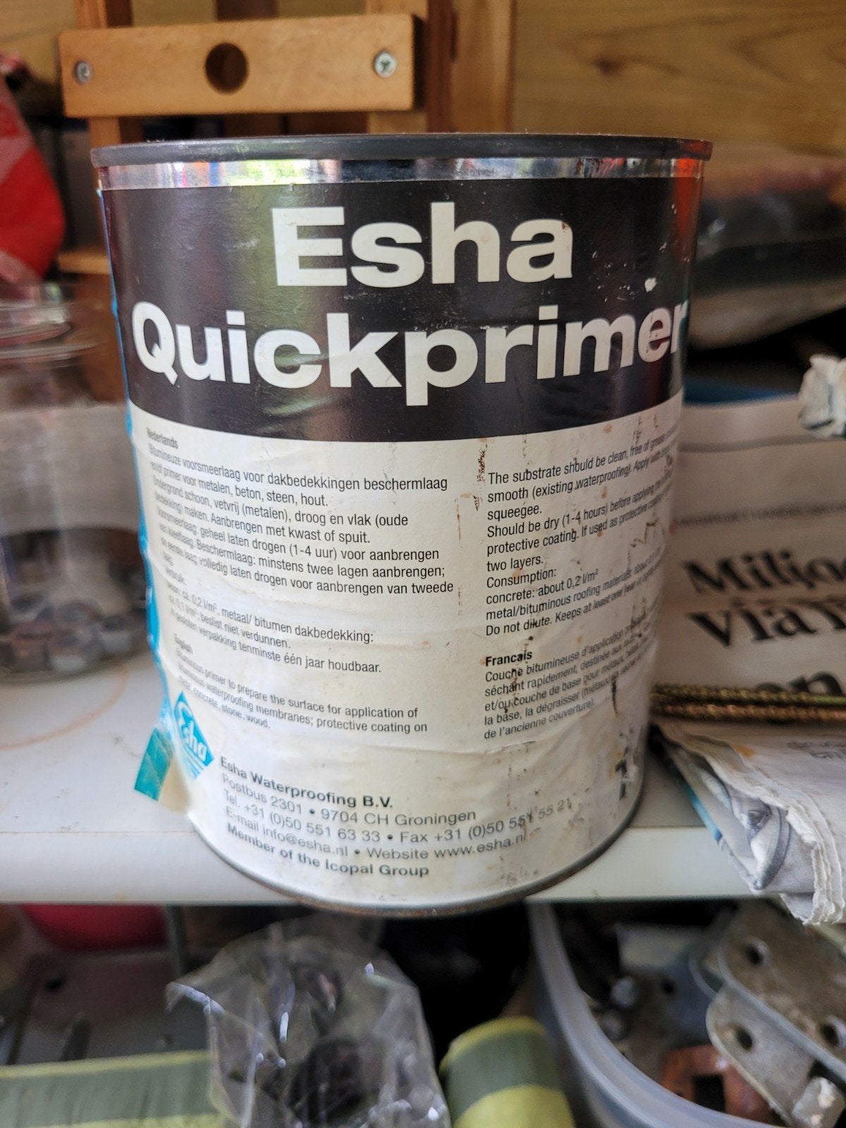 Esha quickprimer, Doe-het-zelf en Verbouw, Dakpannen en Dakbedekking, Ophalen, Steen of Klei, Zwart, Minder dan 5 m²