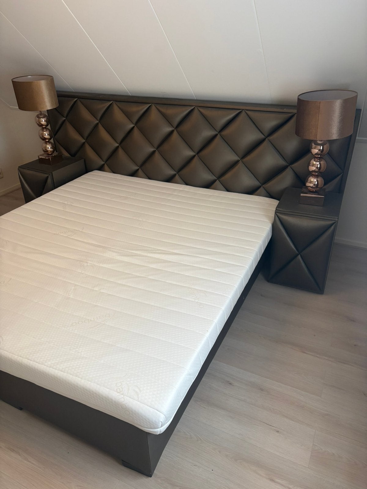 Boxspring compleet, Ophalen, Bruin, Tweepersoons, 180 cm