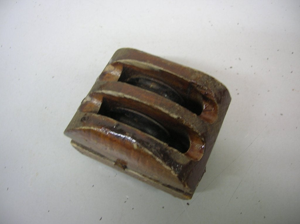 Stropblok, dubbelschijfs, 8 - 10 mm lijn, Ophalen of Verzenden, Zo goed als nieuw, Lijn of Blok