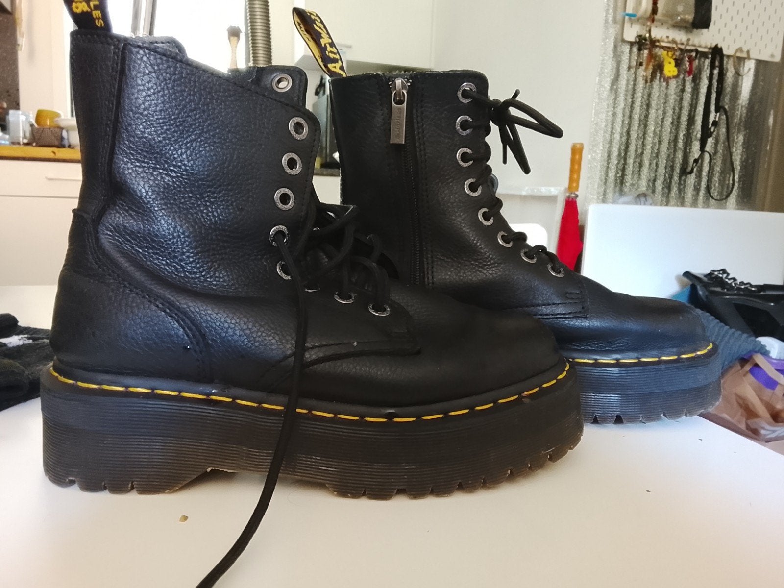 Dr. Martens Jadon Platform Laarzen - zwart leer 39, Kleding | Dames, Schoenen, Ophalen of Verzenden, Zwart