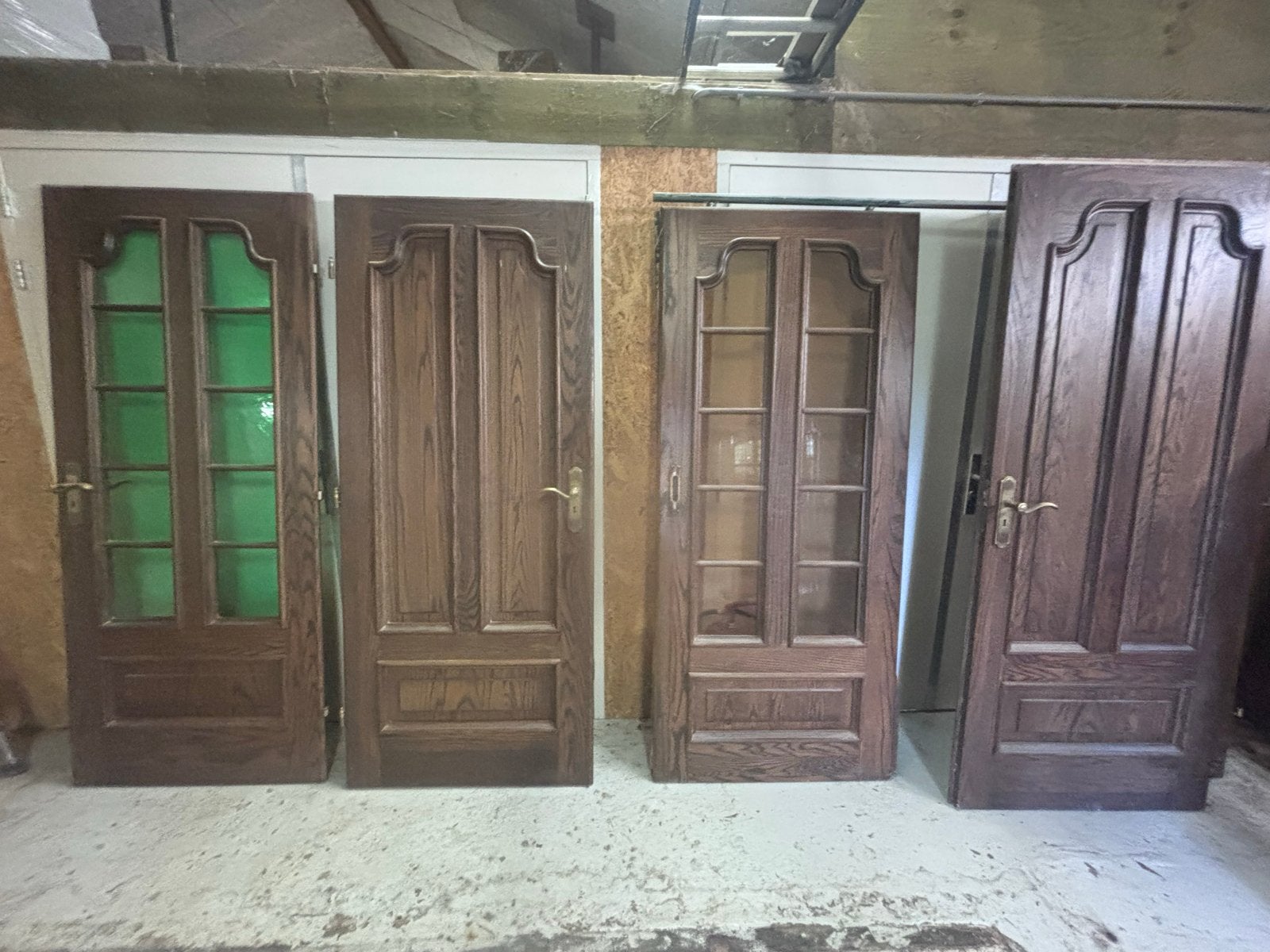 Massieve houten binnendeuren met glas en messing beslag, Doe-het-zelf en Verbouw, Ophalen, Gebruikt, 80 tot 100 cm, Binnendeur