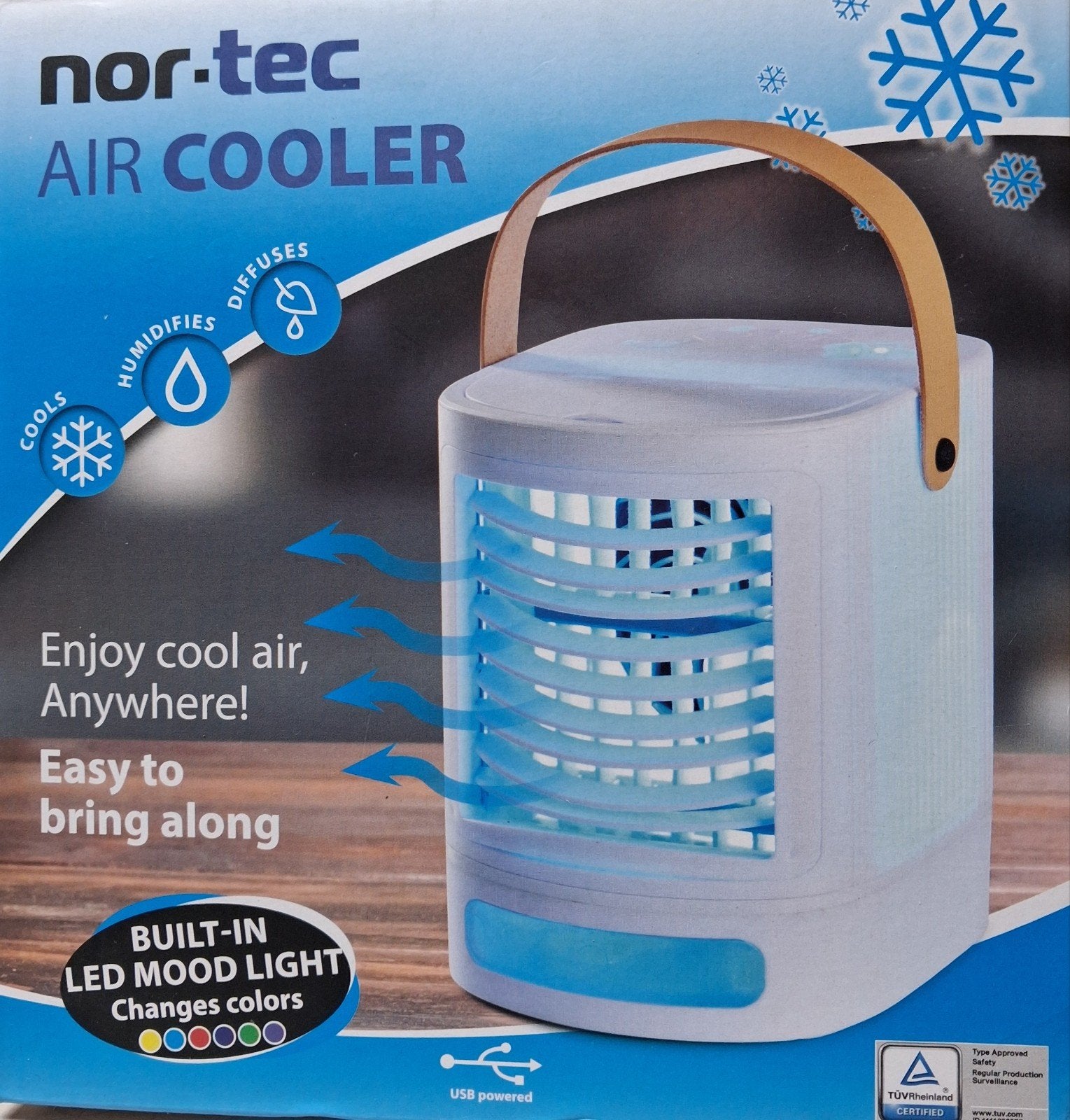 Nor-Tec Air Cooler - Compacte Luchtkoeler met LED, Tafel- of Grondventilator, Minder dan 60 m³, 3 snelheden of meer, Ophalen of Verzenden