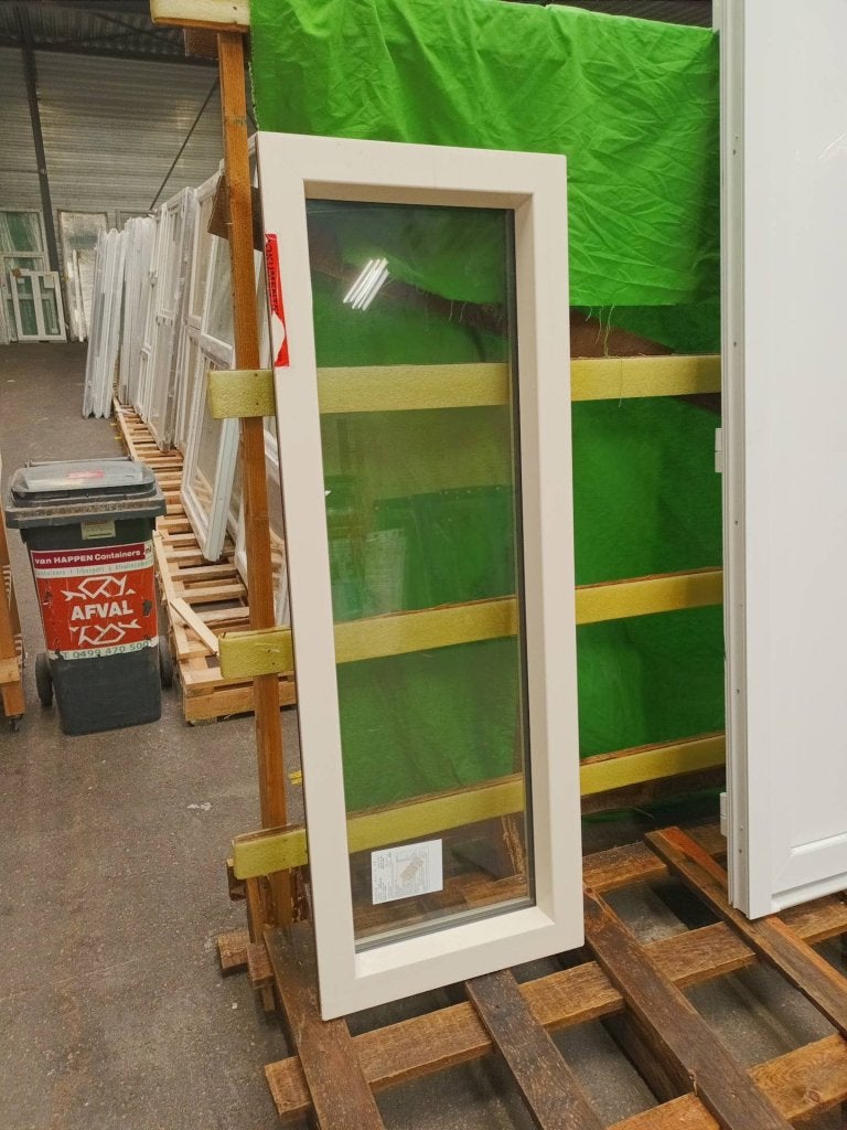 Kunststof Vast kozijn  b58 x h161 cm Crème wit  -2092-, Niet ingevuld, Kunststof, Minder dan 75 cm, Raamkozijn