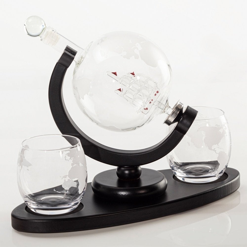 Wereldbol karaf - Whiskey kraf - Bar accessoires - Mancave, Kouwehoek 1b, Meerkleurig, Cave & Garden, Nieuw