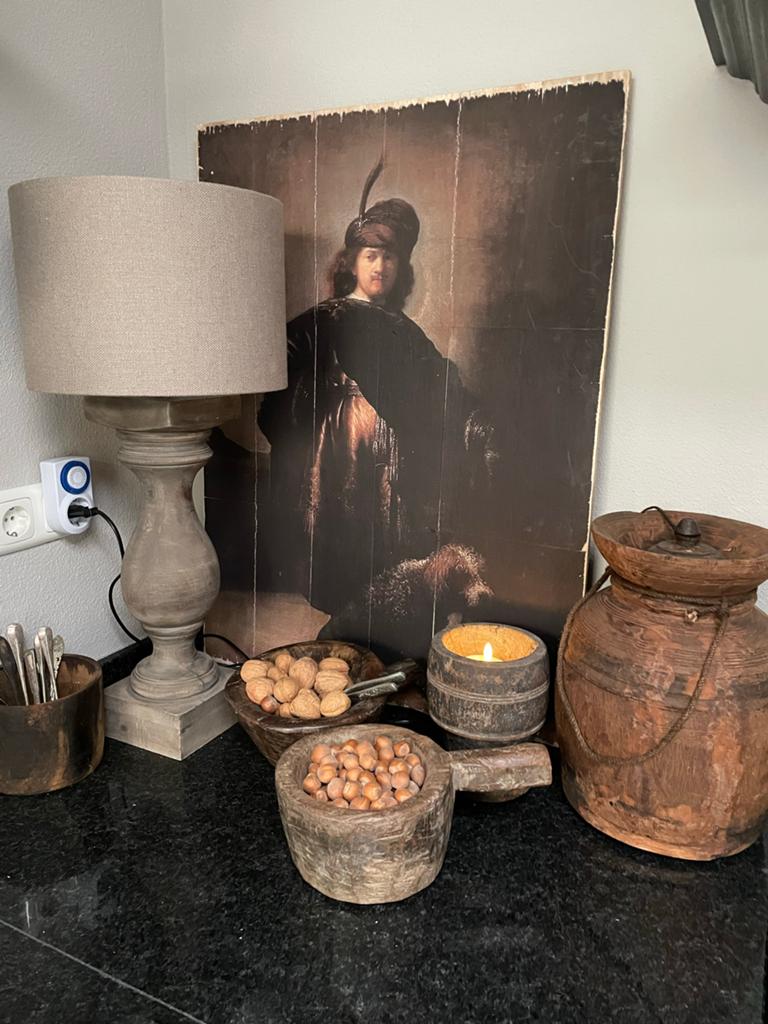 Nostalgische afbeelding op houten plank landelijk sober, Huis en Inrichting, Woonaccessoires | Wanddecoraties, Ophalen