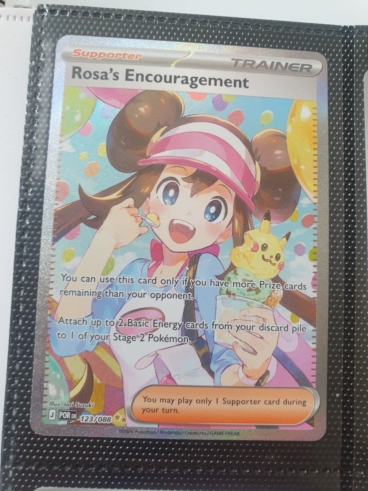 Pokémon TCG: Rosa's Encouragement Supporter Kaart, Ophalen of Verzenden, Zo goed als nieuw, Losse kaart, Foil