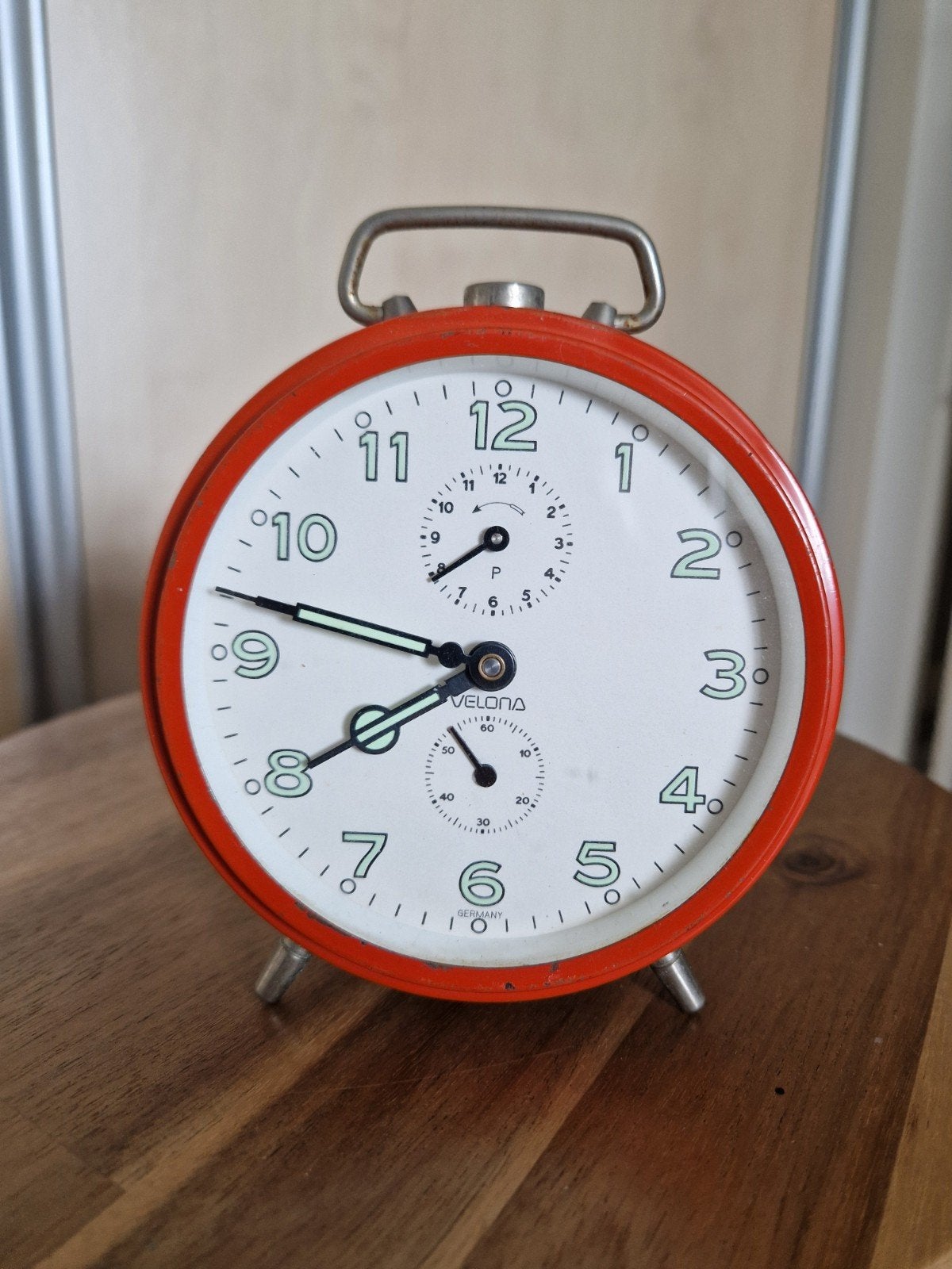 Vintage Velona Wekker - Oranje, Made in Germany, Antiek en Kunst, Antiek | Klokken, Ophalen of Verzenden