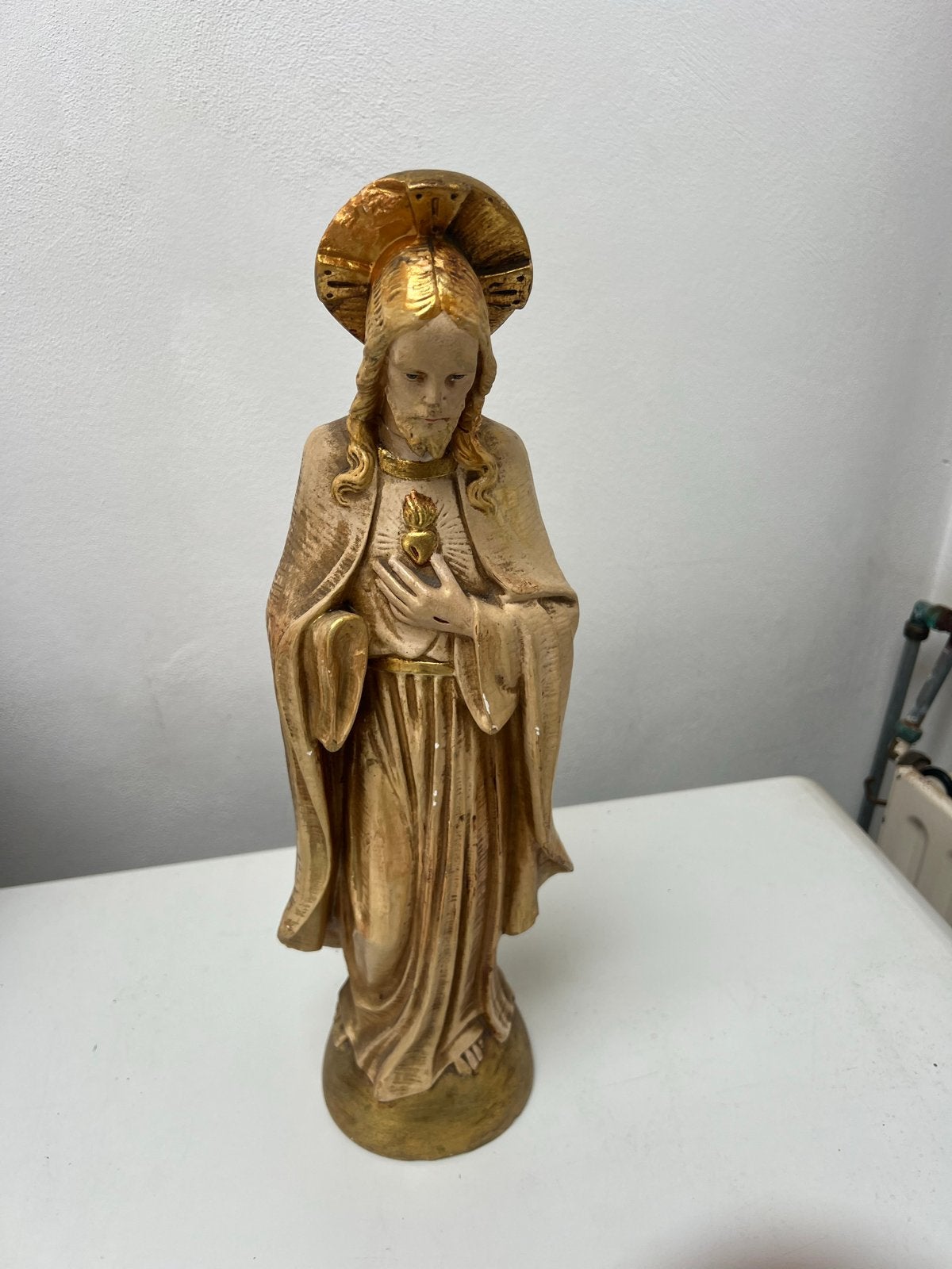 Vintage Heilig Hart Jezus beeld - Religieuze decoratie, Ophalen of Verzenden