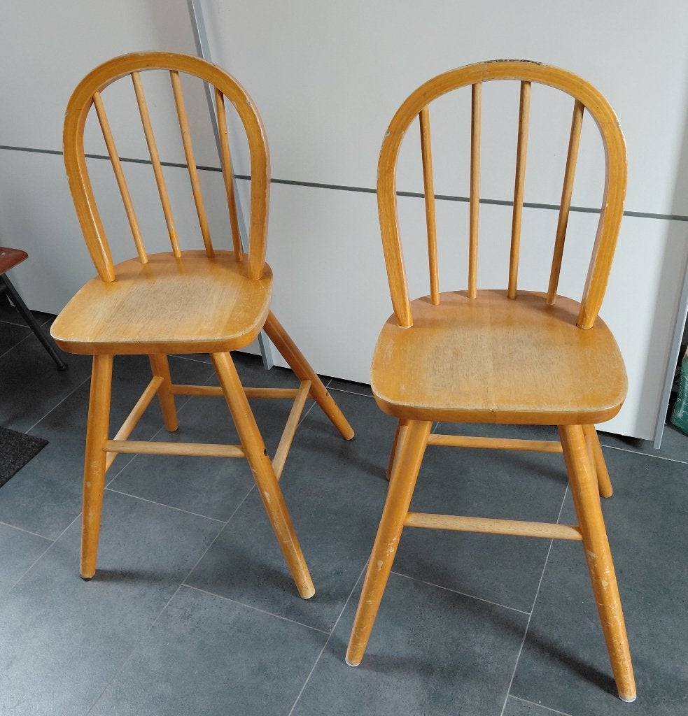 Twee juniorstoelen van ikea ercol, Ophalen, Gebruikt, Overige typen, Aanschuifbaar