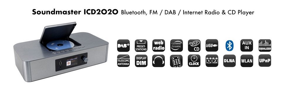 Soundmaster ICD2020 Internetradio, DAB+, FM, CD & Bluetooth, Ophalen of Verzenden, Zo goed als nieuw, Radio, Met cd-speler