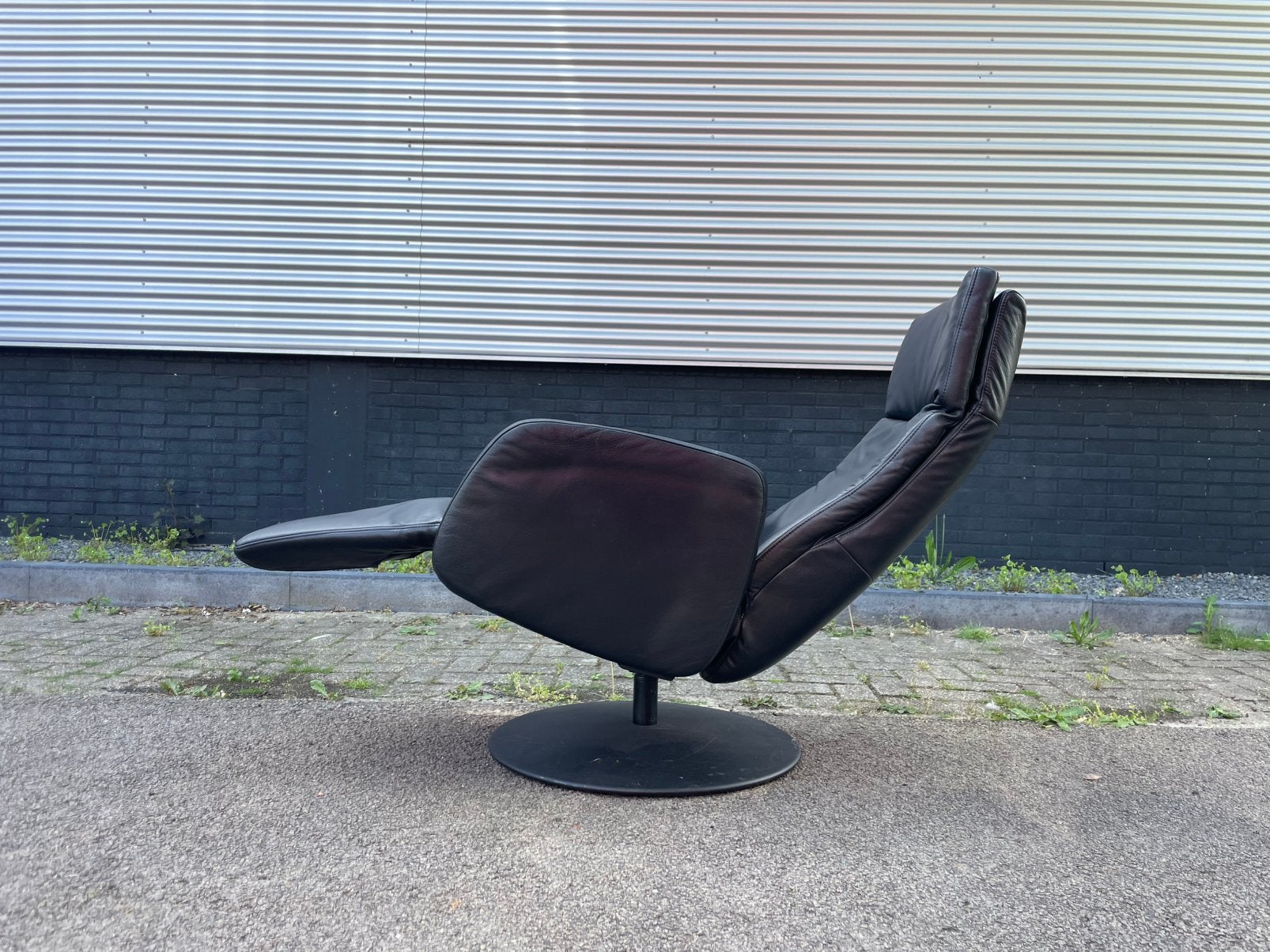 Zwarte leren relax fauteuil / relax stoel / relax fauteuil L, Huis en Inrichting, Fauteuils, Ophalen, Minder dan 75 cm, 50 tot 75 cm