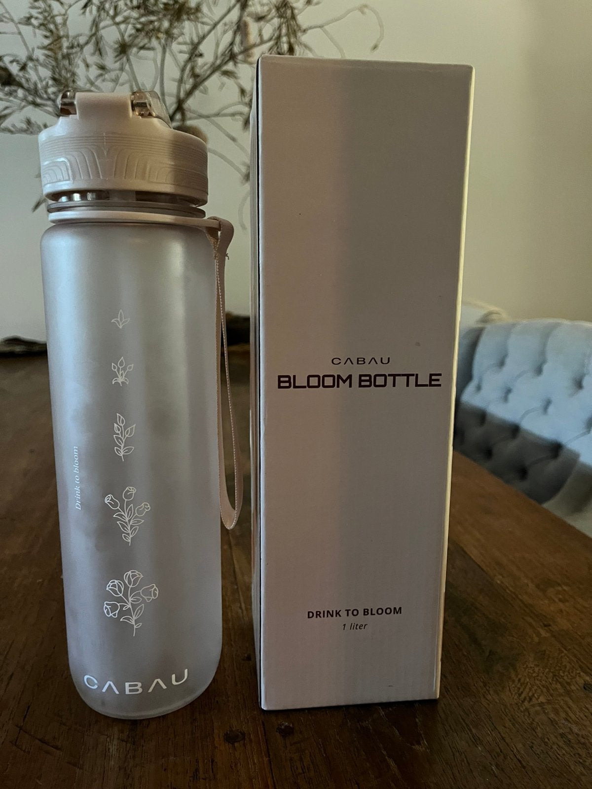 Prachtige beige CABAU waterfles, Sport en Fitness, Ophalen of Verzenden, Zo goed als nieuw