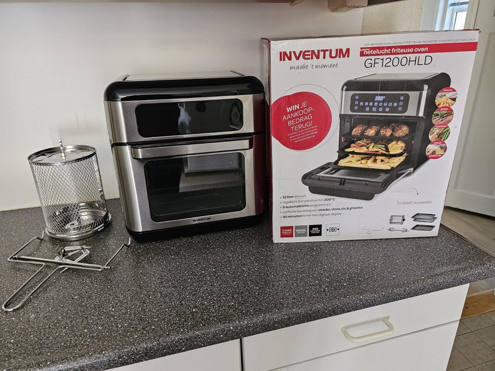 Inventum GF1200HLD Hetelucht Friteuse Oven - 12L, 4 liter of meer, Ophalen, Zo goed als nieuw
