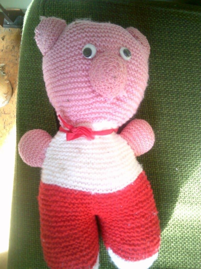 Vintage gebreide knuffel varken, Kinderen en Baby's, Verzenden, Overige typen