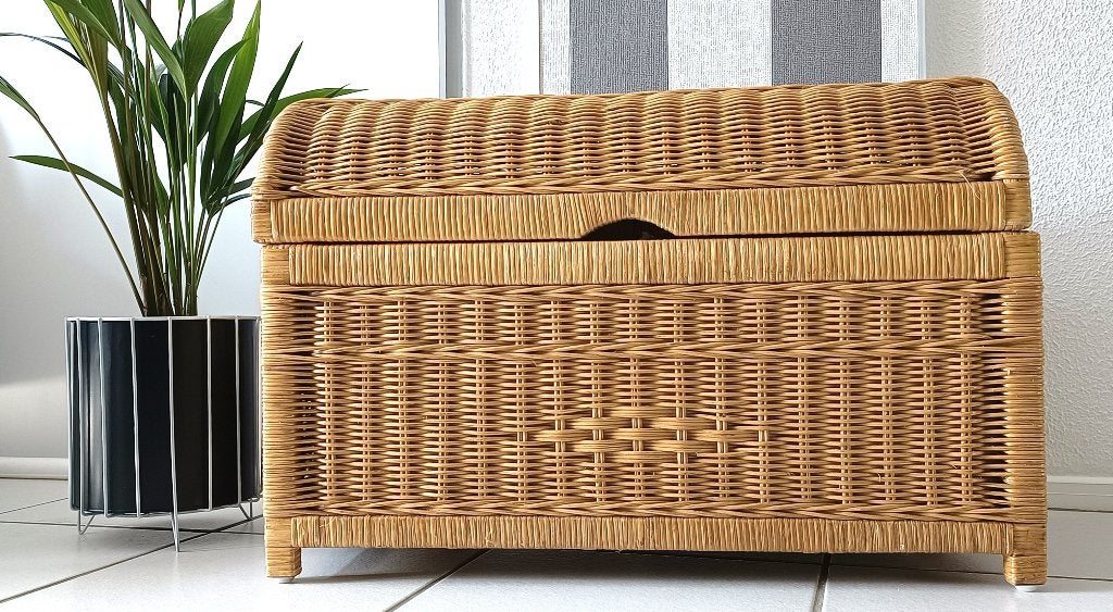 Duurzame - stoere  rotan /riet opbergkist -bohemian stijl, Ophalen, Minder dan 50 cm, Gebruikt, 50 tot 100 cm