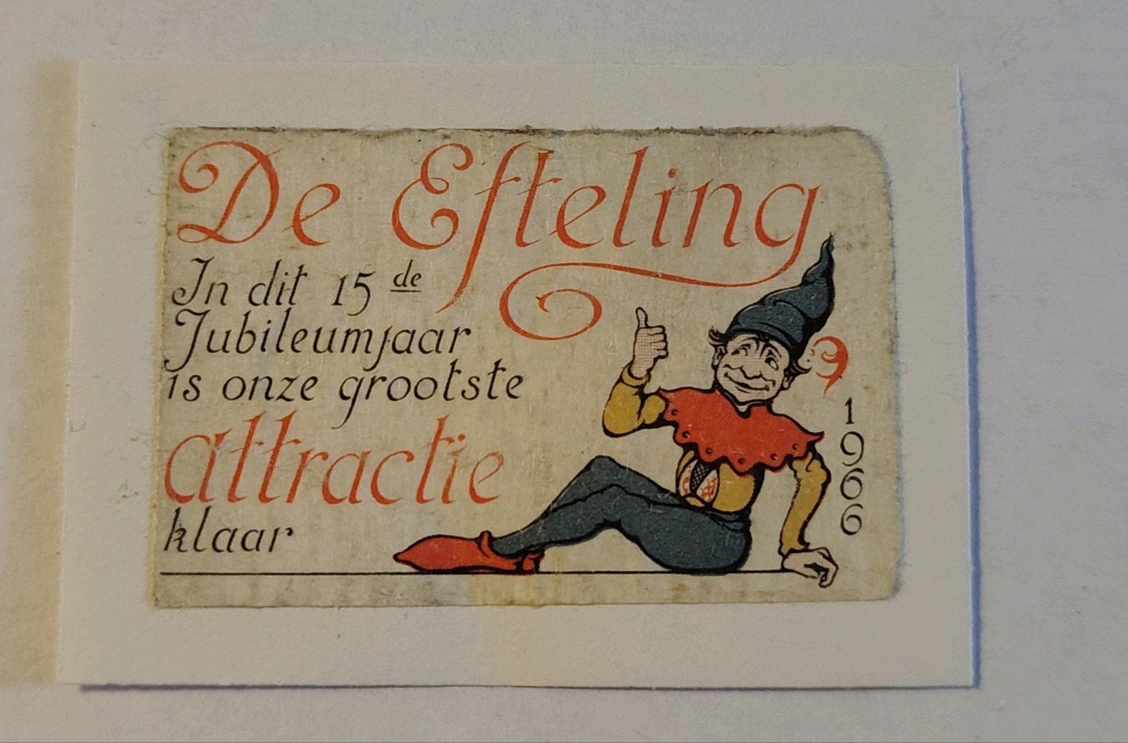 De Efteling vintage snoepwikkeltje? 1966, Ophalen of Verzenden, Gebruikt, Overige typen
