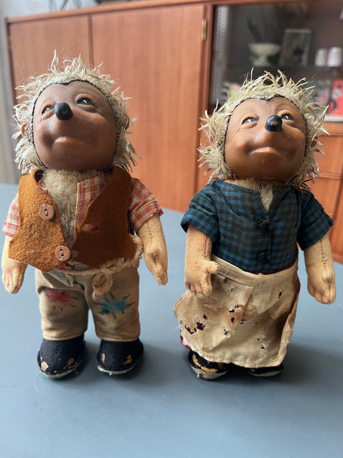 Vintage Steiff Egel Poppen - Set van 2 (18 cm), Ophalen of Verzenden, Gebruikt