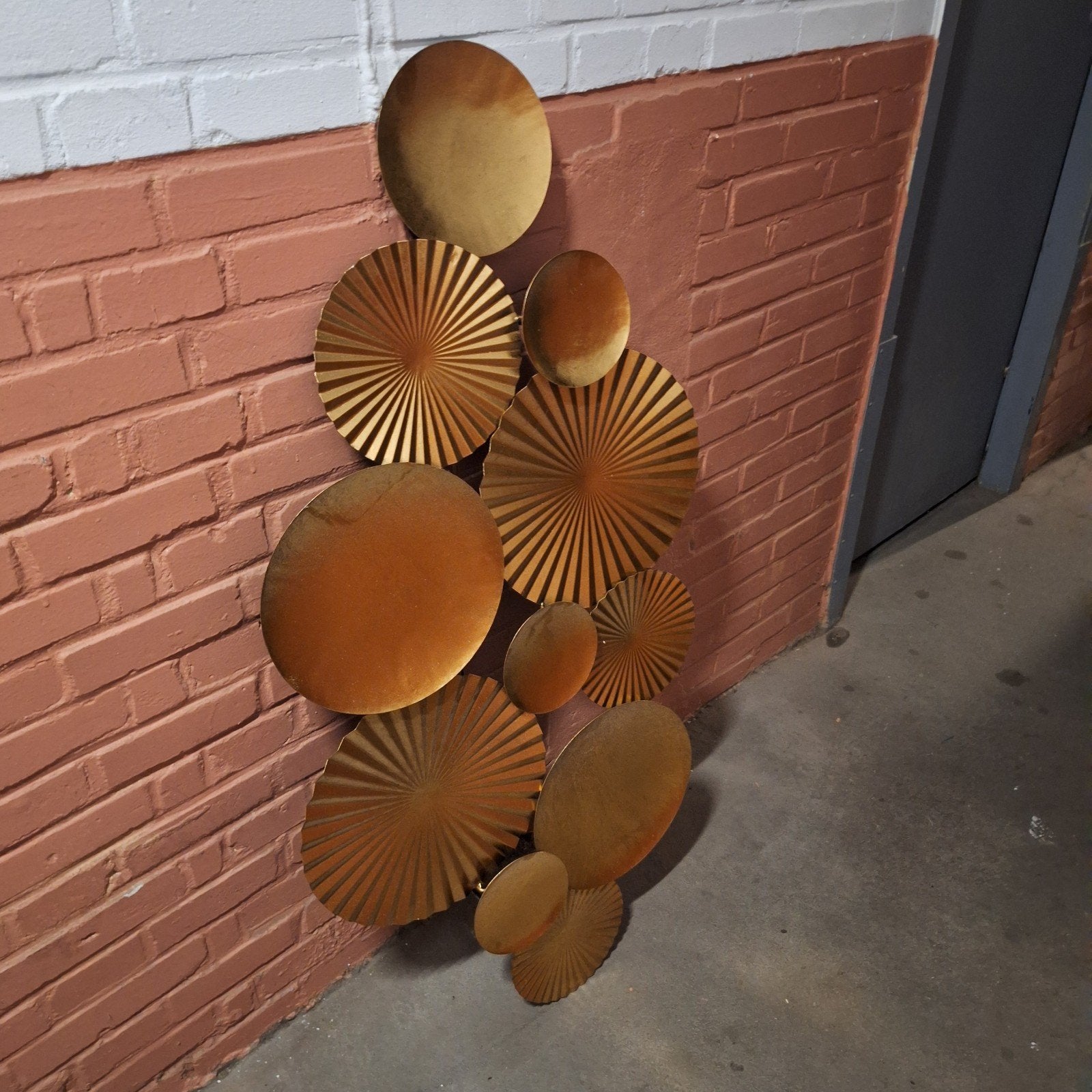 Gouden wanddecoratie, 120x45cm, Metaal, Wandsculptuur, Ophalen of Verzenden, Modern