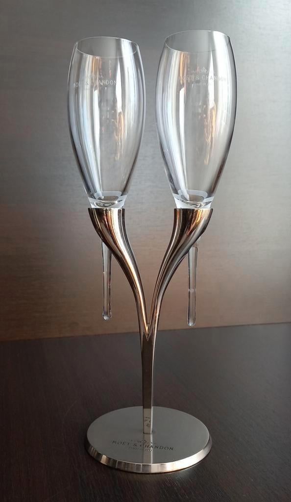 Crystal Champagne Flutes in Holder by Philippe Di Meo, Ophalen of Verzenden