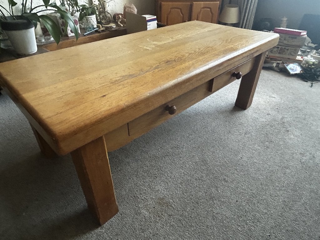 salontafel, Huis en Inrichting, Tafels | Salontafels, Ophalen, Gebruikt, 100 tot 150 cm, Blank eiken