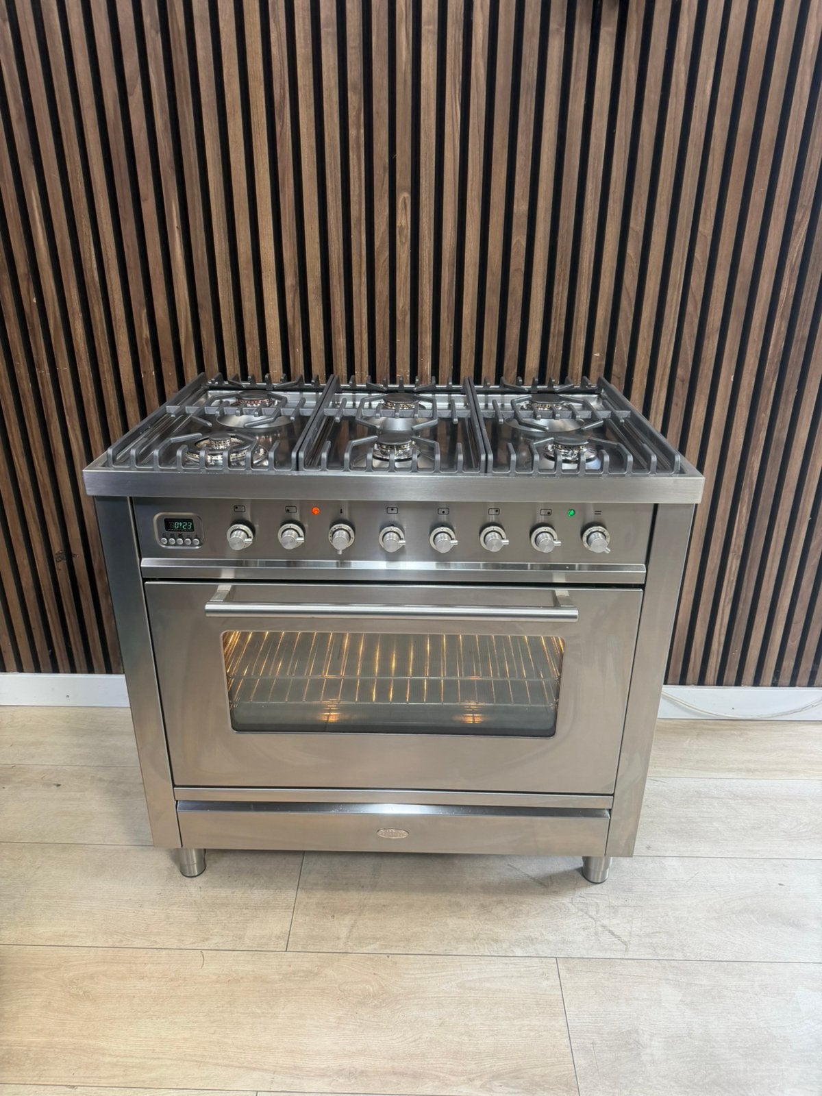 Luxe Rvs Boretti Fornuis + afzuigkap 90 cm (Gratis bezorgen), 5258sh, 60 cm of meer, Ophalen of Verzenden, Zo goed als nieuw