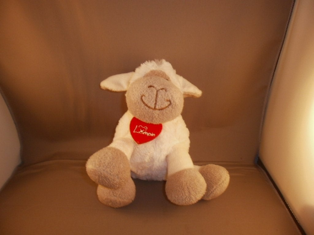 lumpin schaap witharig bruin crème velours met rood hartje, Overige typen, Ophalen of Verzenden, Klein (minder dan 20 cm), Wit