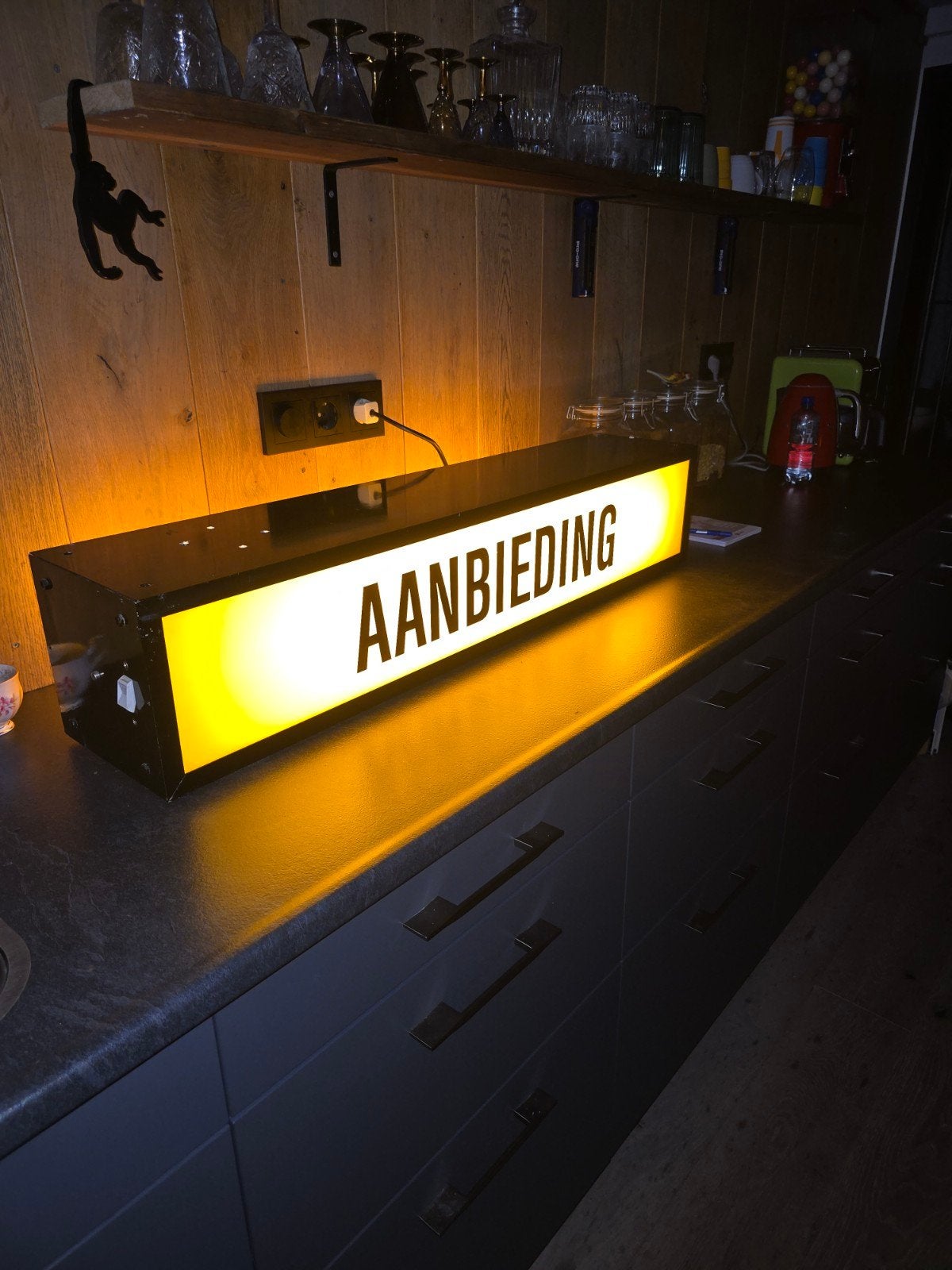 Unieke Lichtbak 'AANBIEDING' - Perfect voor Reclame, Overige merken, Gebruikt, Zwart, Industrieel