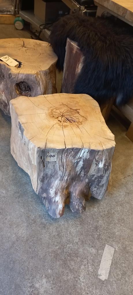 Bijzondere boomstamtafel, Ophalen, Minder dan 55 cm, ., Rond