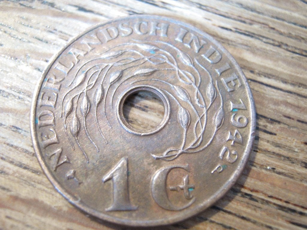 Nederlands Indie 1 Cent 1942p, WW2 #968, Ophalen of Verzenden, Zuidoost-Azië, Losse munt