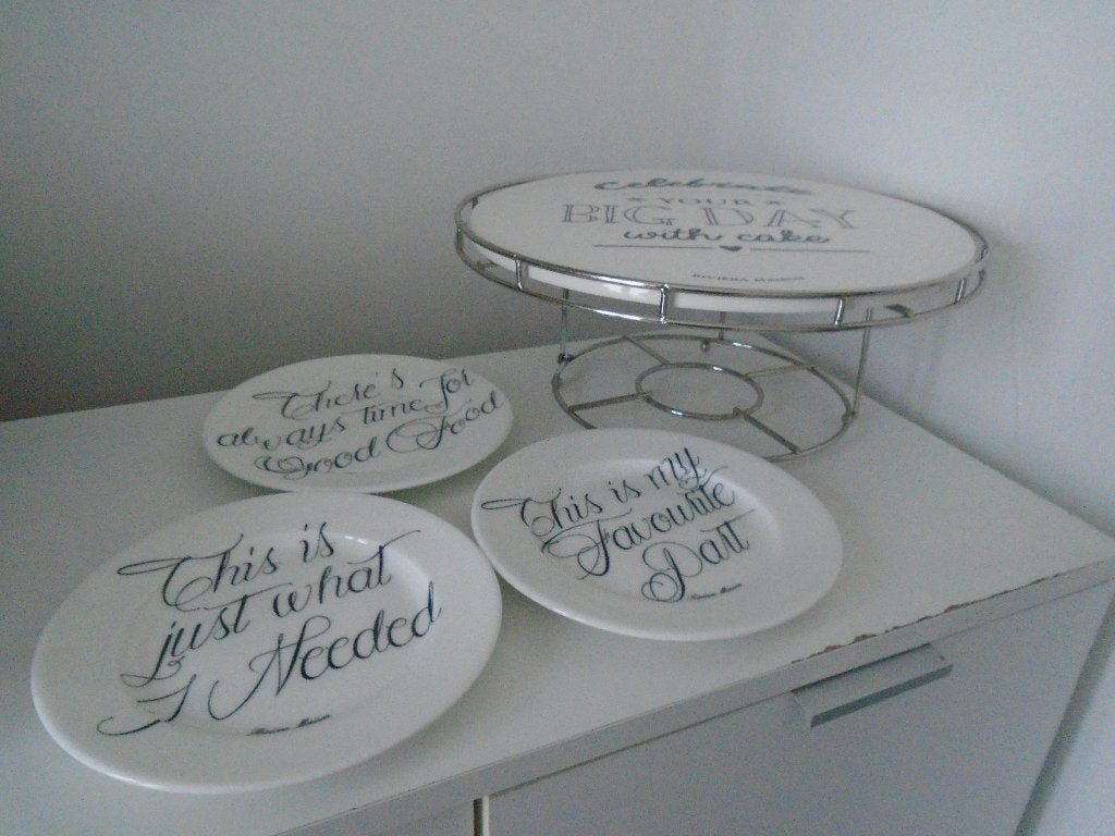 Riviera Maison Taartplateau Cake Set Etagere met bordjes, Overige merken, Ophalen of Verzenden, Zo goed als nieuw, Porselein