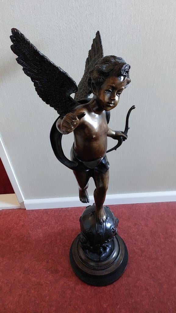 Bronzen beeld engel cupido 88 cm, Ophalen