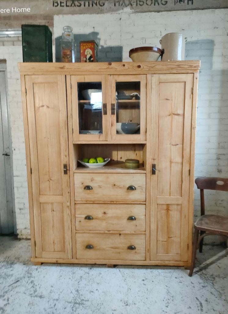 Brocante grenen buffetkast keukenkast antieke kast, Ophalen of Verzenden