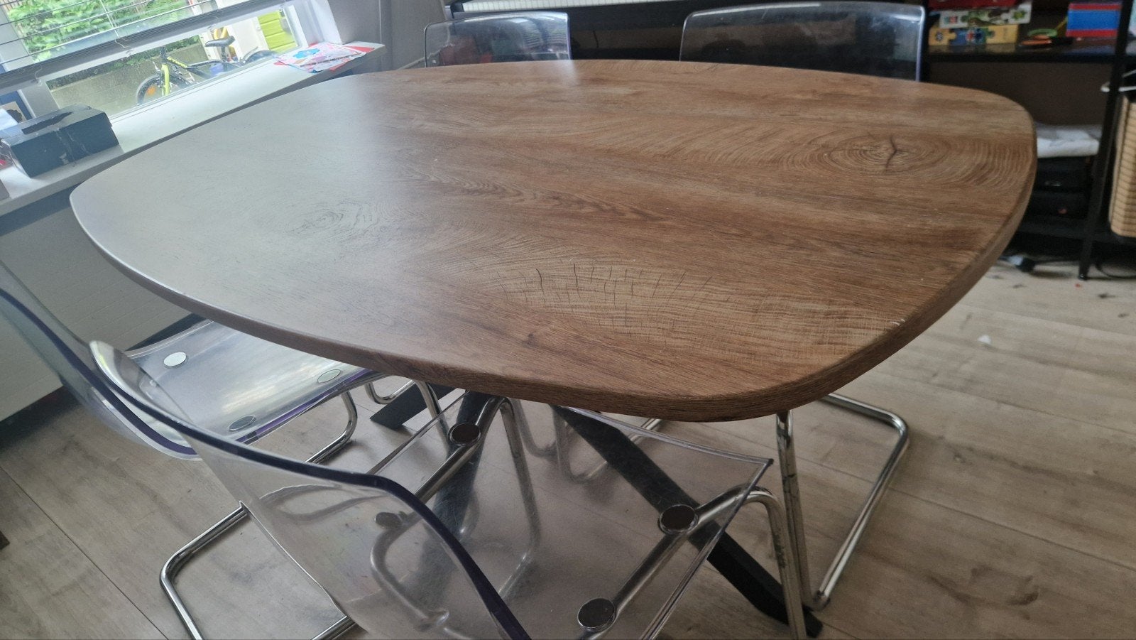 Eettafel deens ovaal spinpoot en 5 stoelen ikea tobias, Huis en Inrichting, Tafels | Eettafels, Ophalen, Eikenhout, 50 tot 100 cm