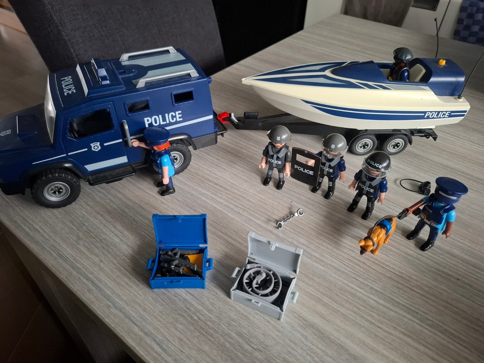 Playmobil Politie Set: Auto, Boot en Agenten, Kinderen en Baby's, Speelgoed | Playmobil, Ophalen, Gebruikt, Complete set