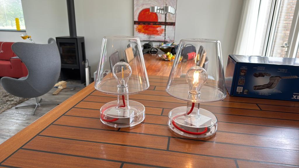 Fatboy Transloetje tafellamp - Zo goed als nieuw 2 stuks, Ophalen of Verzenden, Zo goed als nieuw, Kunststof, Minder dan 50 cm