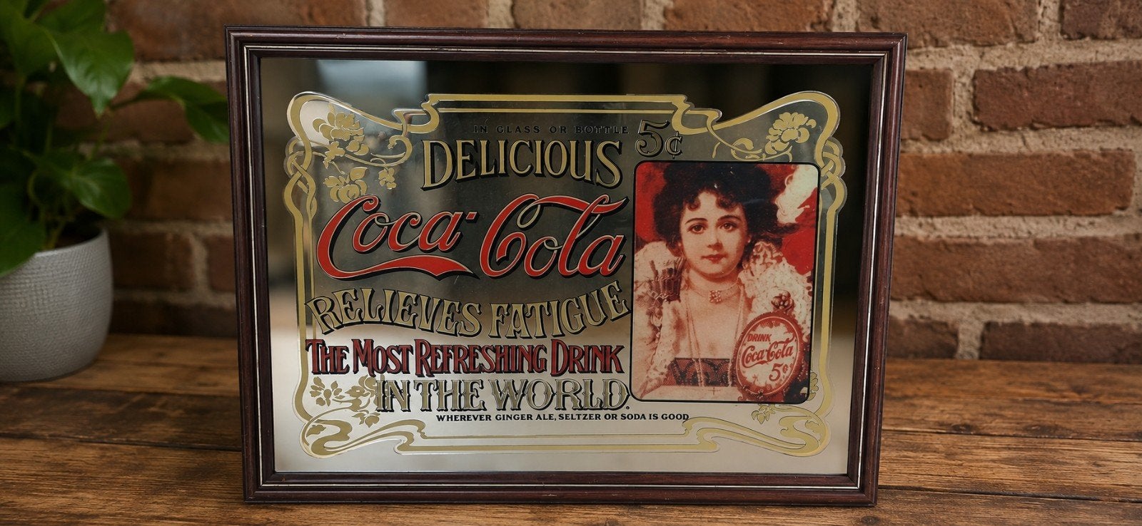Coca Cola spiegel, Ophalen, Gebruikt, Reclamebord