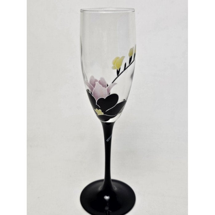 # Luminarc champagne glazen zwart met rose bloem, Verzamelen, Glas en Borrelglaasjes, Ophalen of Verzenden, Gebruikt, Overige typen