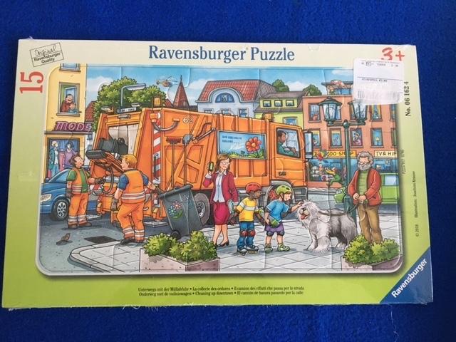 Leuke Ravensburger puzzel met vuilniswagen(15 st), Ophalen of Verzenden, 10 tot 50 stukjes, Zo goed als nieuw, 4 tot 6 jaar