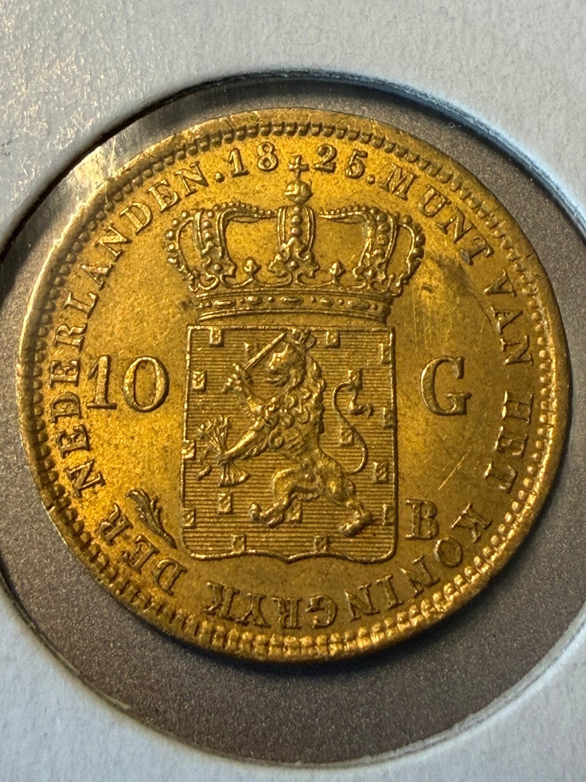Gouden tientje 1825 B, Postzegels en Munten, Koning Willem I, Losse munt, 10 gulden, Goud