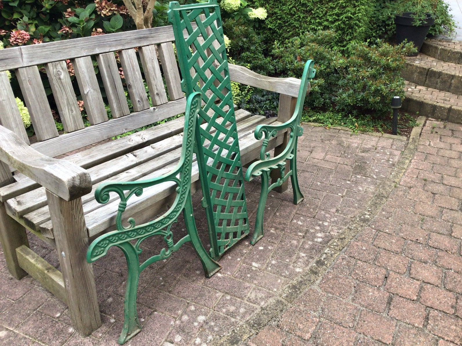 Gietijzer frame met rugleuning (tuinbank), Tuin en Terras, Ophalen, Zo goed als nieuw, Metaal