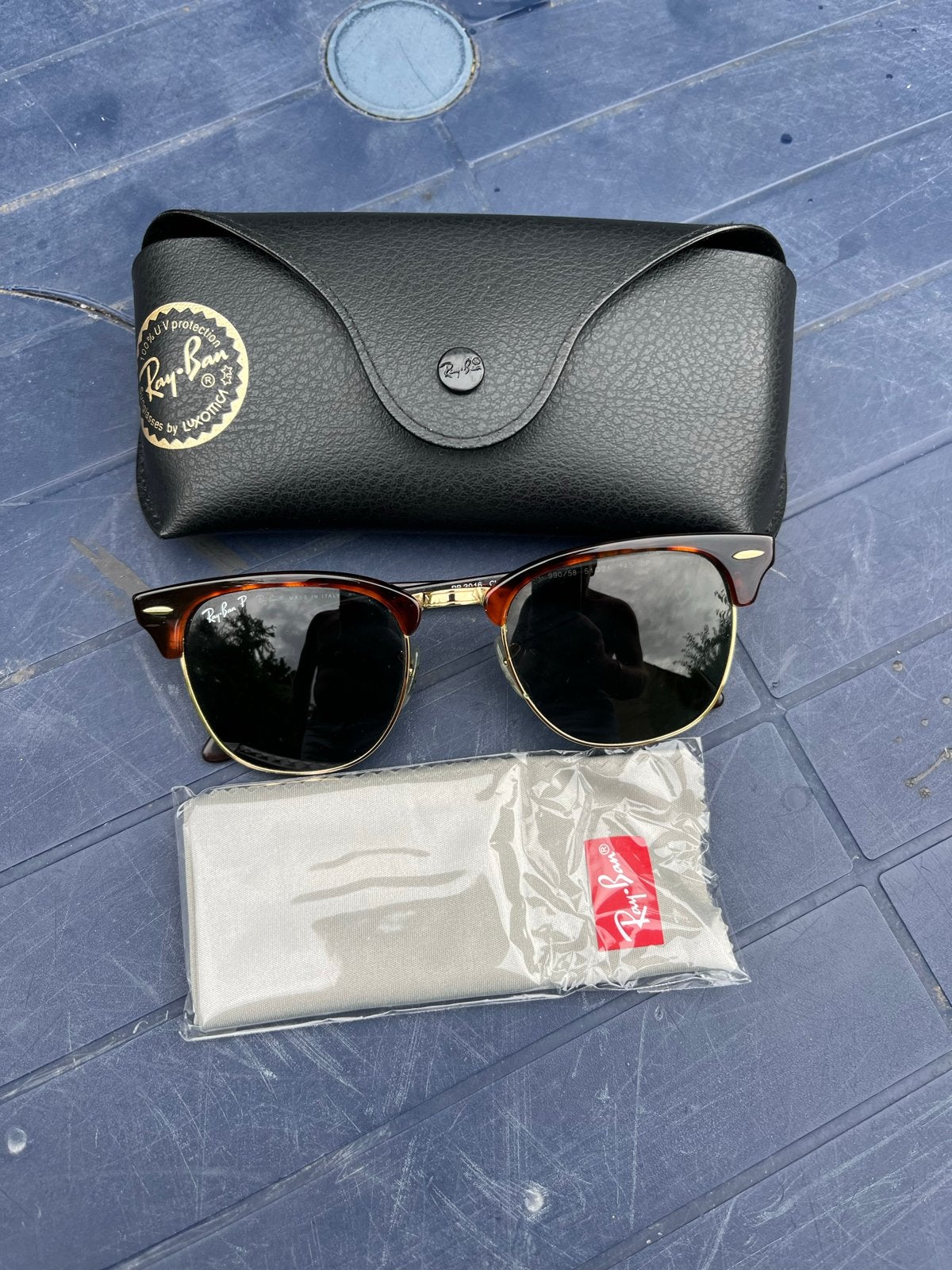 Nieuwe Ray-Ban Clubmaster zonnebril, gepolariseerd, Zonnebril, Overige kleuren, Nieuw, Ophalen of Verzenden