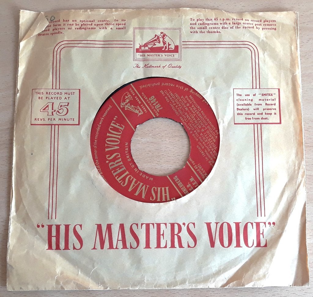 Mario Lanza ‎– Mi Batte Il Cor (My Heart Beats) HMV 7R146, Opera of Operette, 7 inch, Ophalen of Verzenden, Zo goed als nieuw
