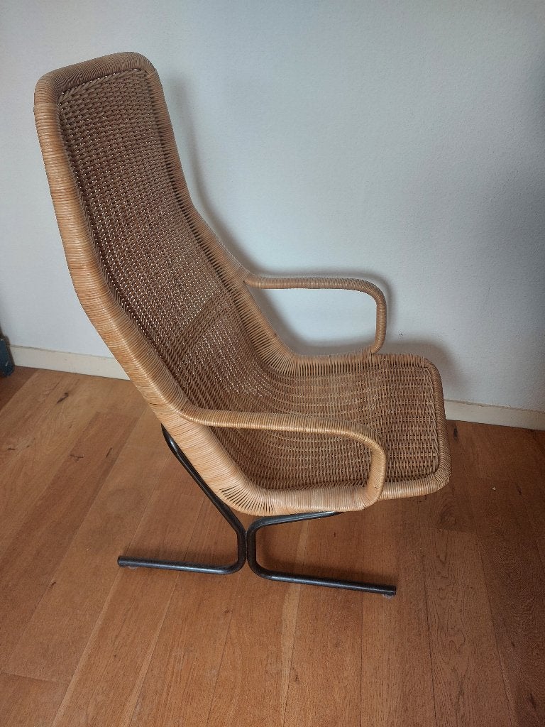 Dirk van Sliedregt rotan fauteuil 514C lounge chair, Ophalen, 75 tot 100 cm, Zo goed als nieuw, Metaal