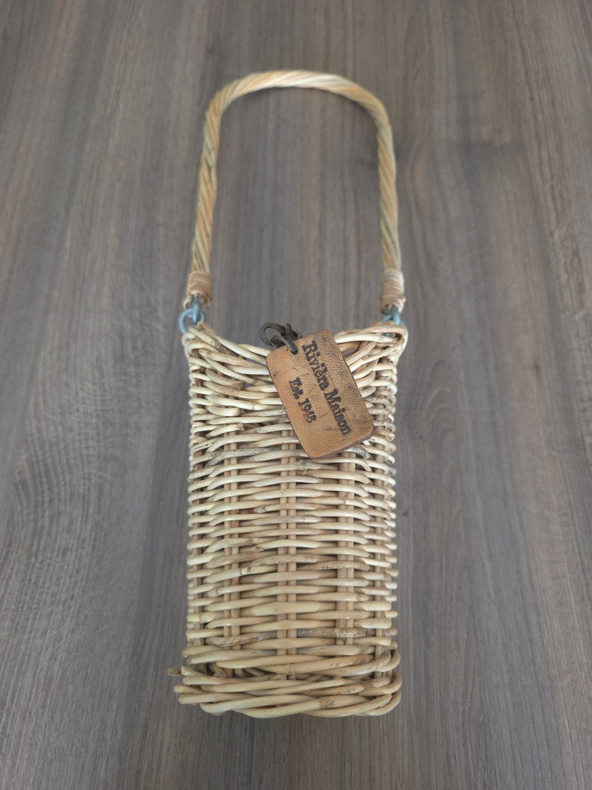 Riviera Maison rieten mandje met hengsel, Huis en Inrichting, Woonaccessoires | Overige, Beige, Ophalen of Verzenden, Natuurlijk materiaal