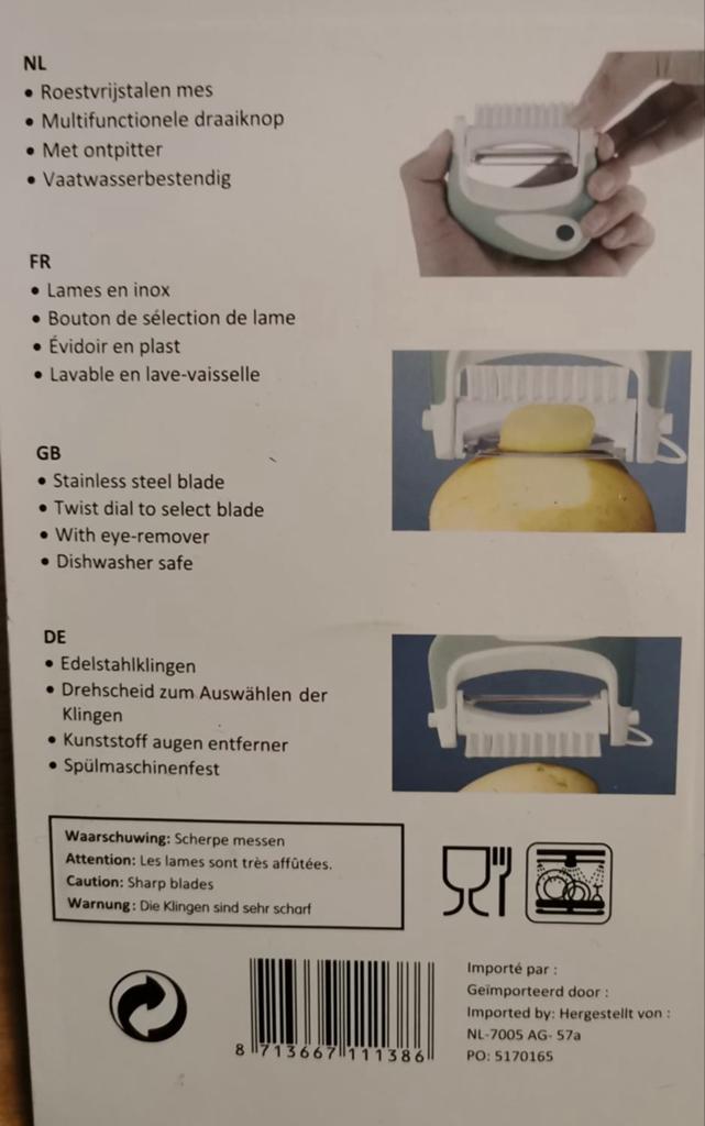 Enrico Multi Peeler - Nieuw en Handig Dunschiller, Huis en Inrichting, Kunststof, Nieuw, Ophalen of Verzenden, Overige merken