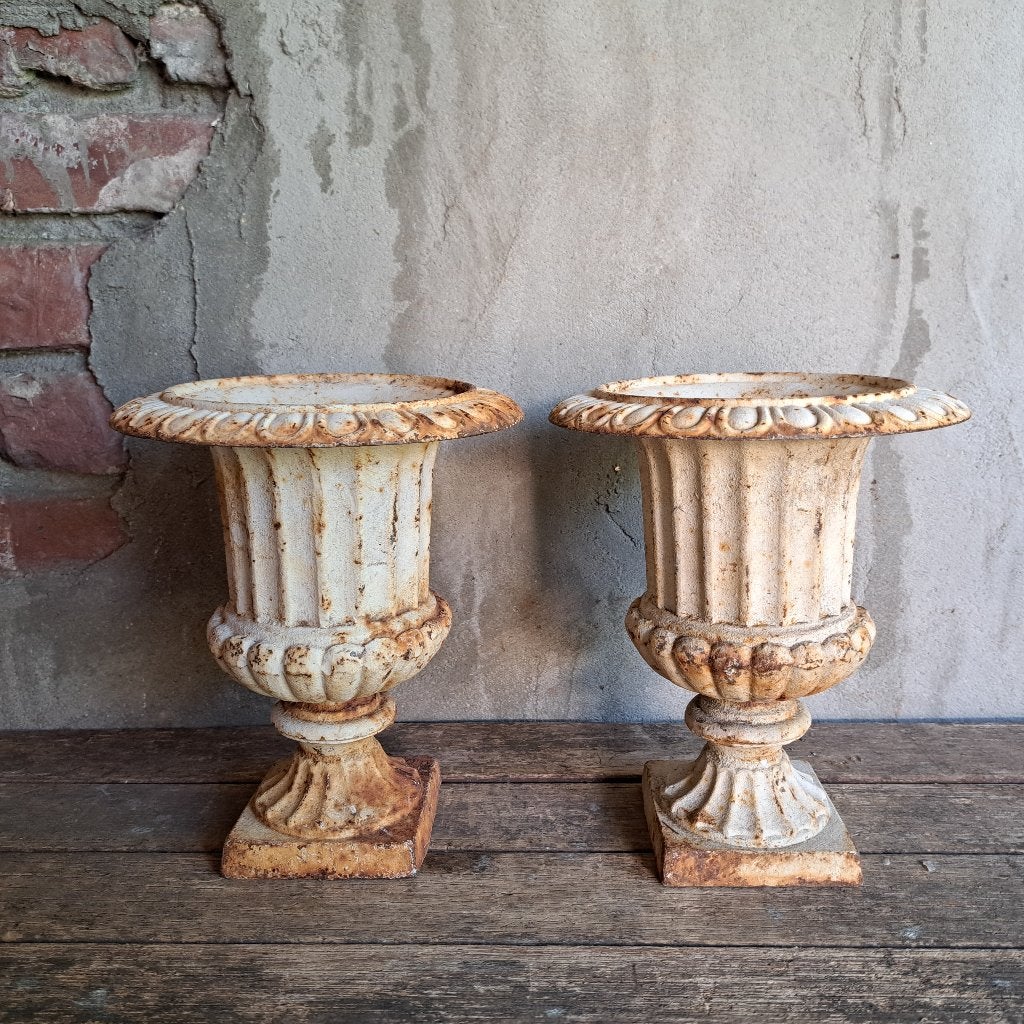 2x Oude brocante gietijzeren vaas tuinvaas jardinière Etage3, Gebruikt, ., Ophalen of Verzenden, .