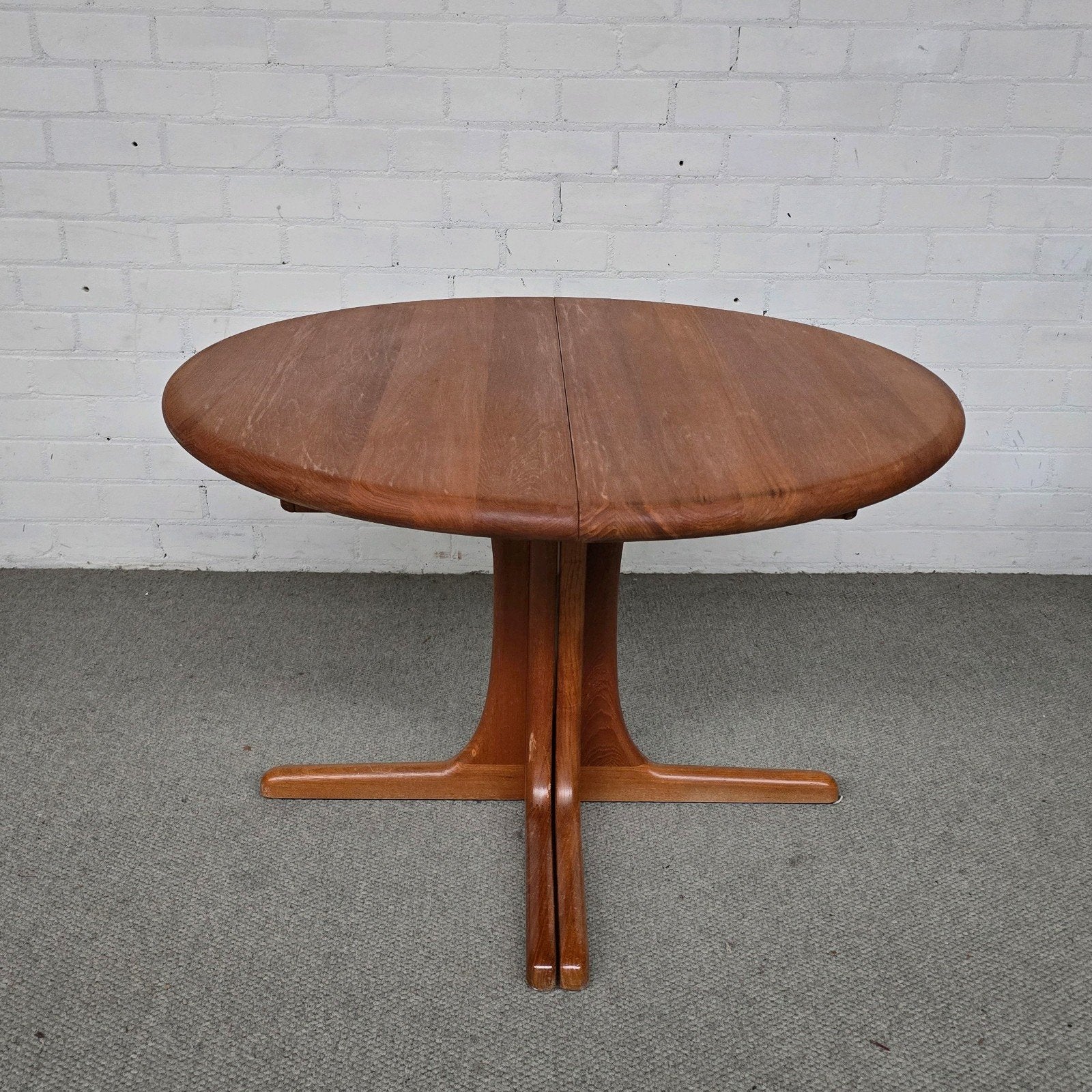 Deense vintage eettafel, teak, mid century, Ophalen, Gebruikt, Rond, 100 tot 150 cm